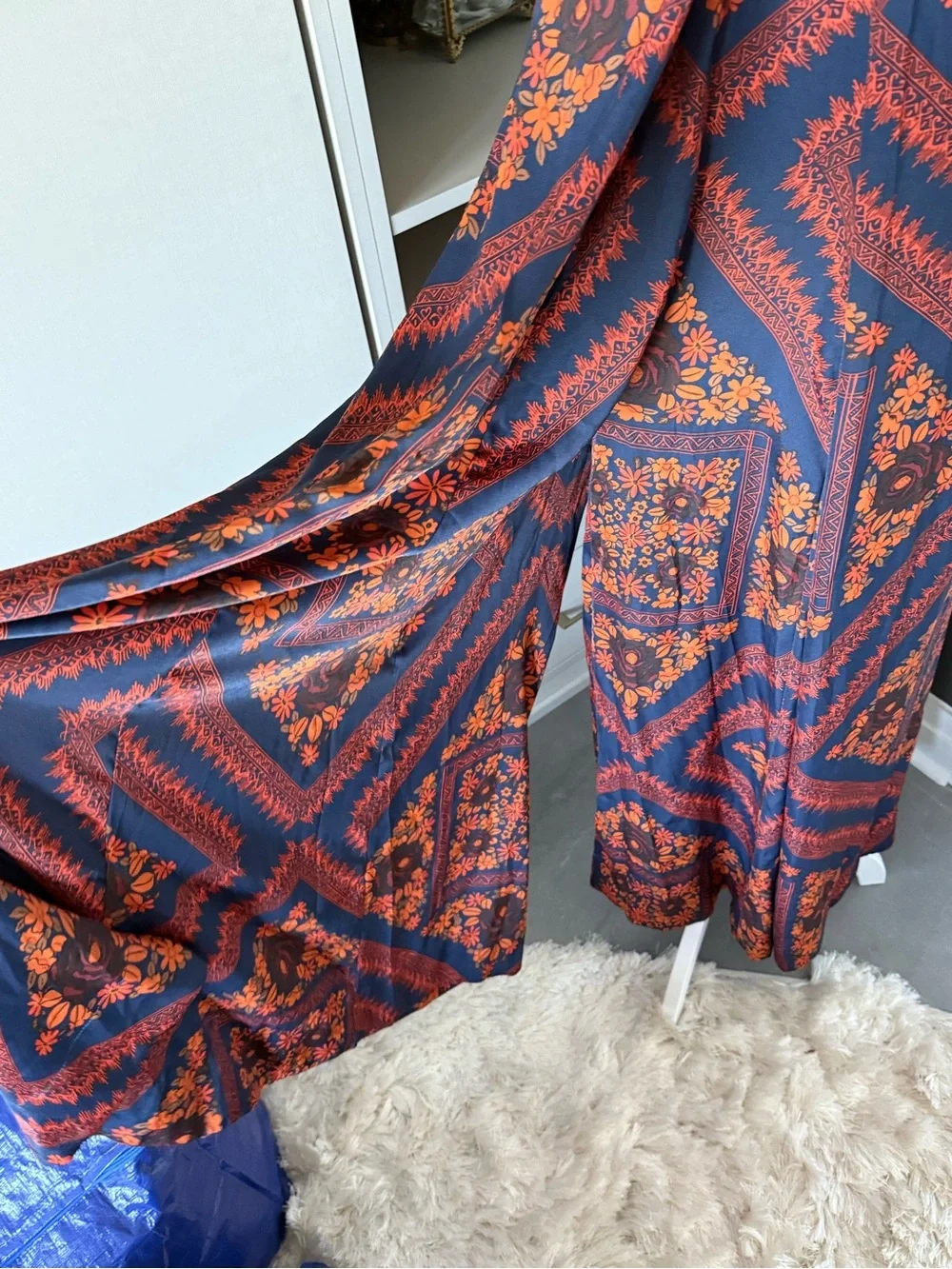 Free People Strapless Maxi Jumpsuit in Navy and Orange Floral Print